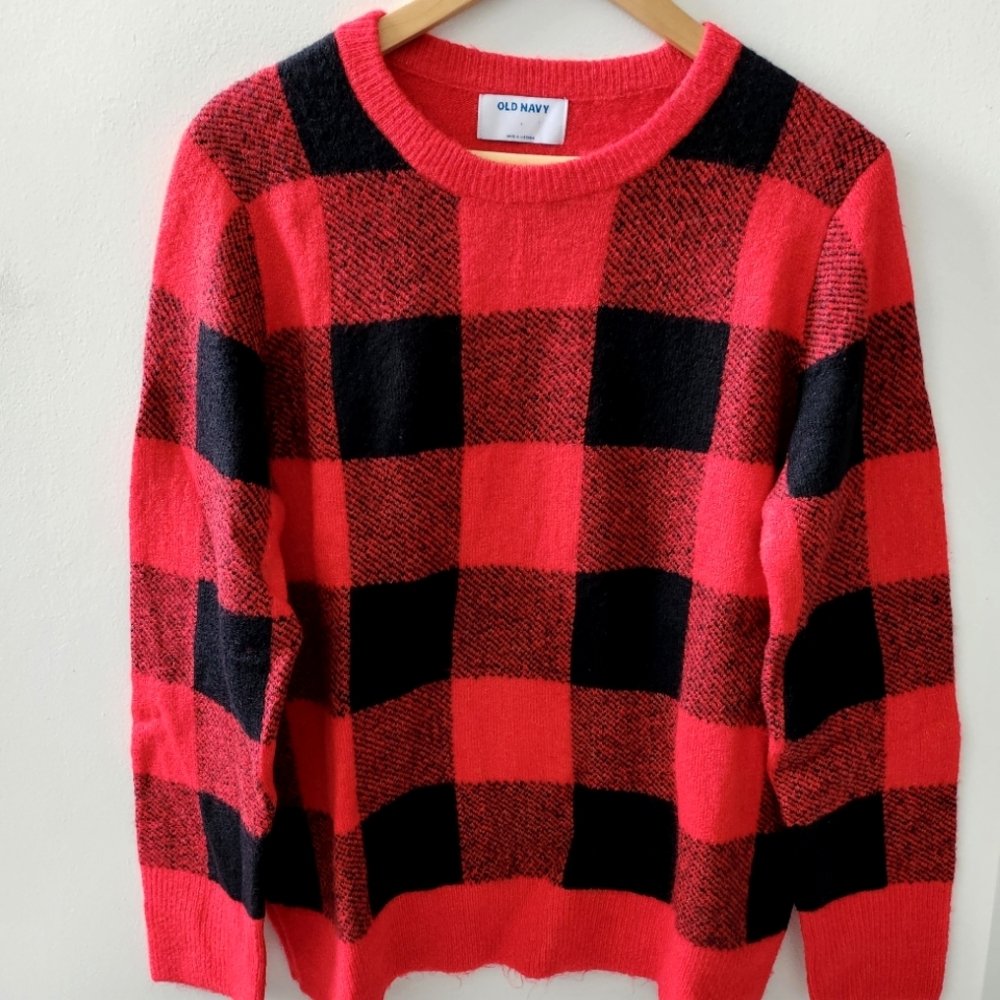 Red Checker Pullover Sweater